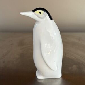 Fits & Floyd Ceramic Penguin Figurine Black White Yellow Eyes Animal Decor